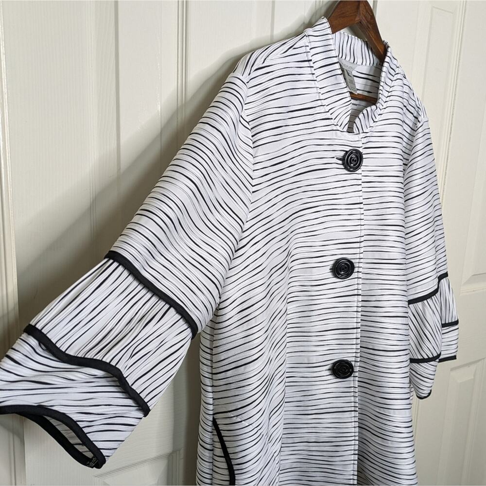 Multiples Blazer Top Jacket Jacquard Knit Lagenlook 2X Textured Striped Artsy - Picture 4 of 12